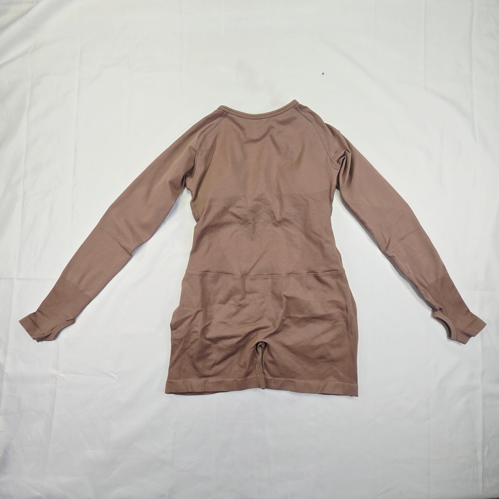 Unbranded Women's Seamless Long Sleeve Romper XL Mauve Ribbed Thumbhole Athletic